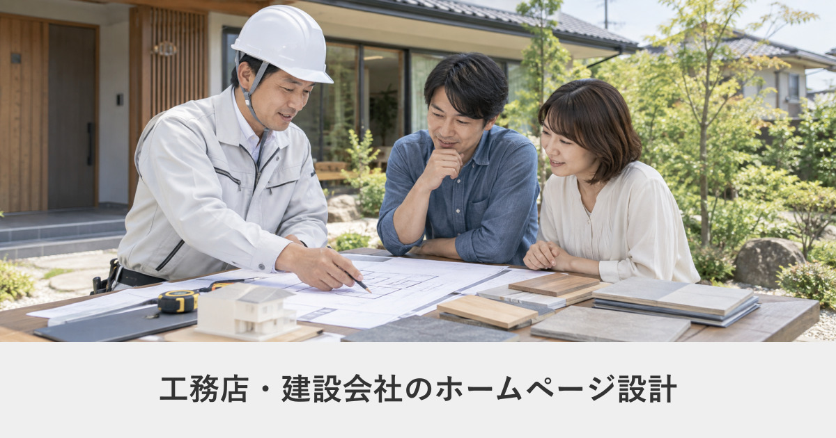 建設・工務店|工務店・建設会社のホームページ設計|施工事例で選ばれるサイトの作り方