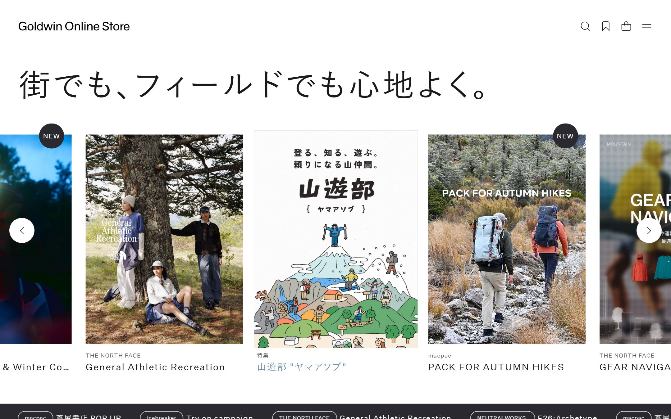 GOLDWIN WEB STOREのファーストビュー