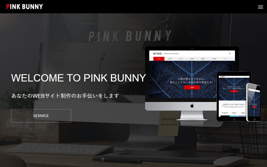 PINK BUNNYの公式サイトのファーストビュー