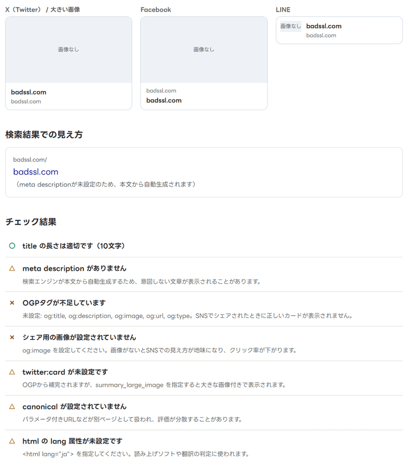 OGP・メタタグ確認でOGPタグが無いページを調べた結果