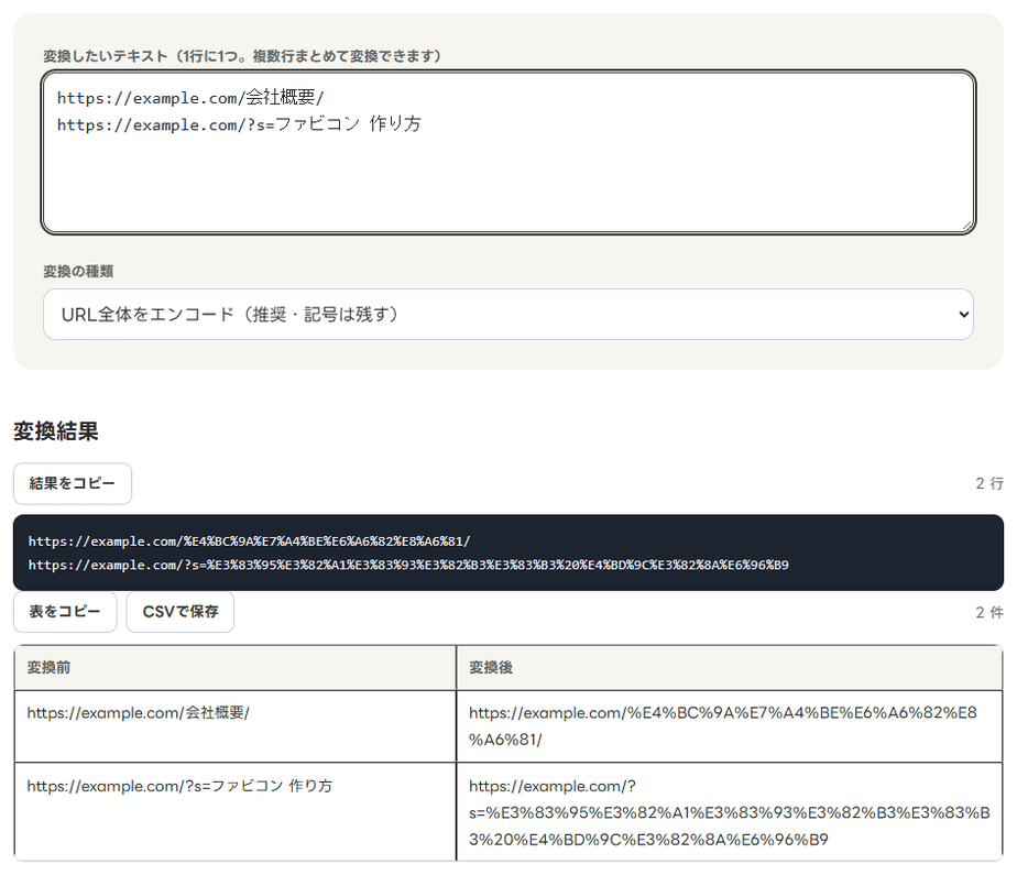 URLエンコード・デコードで日本語を含むURLをURL全体としてエンコードした結果